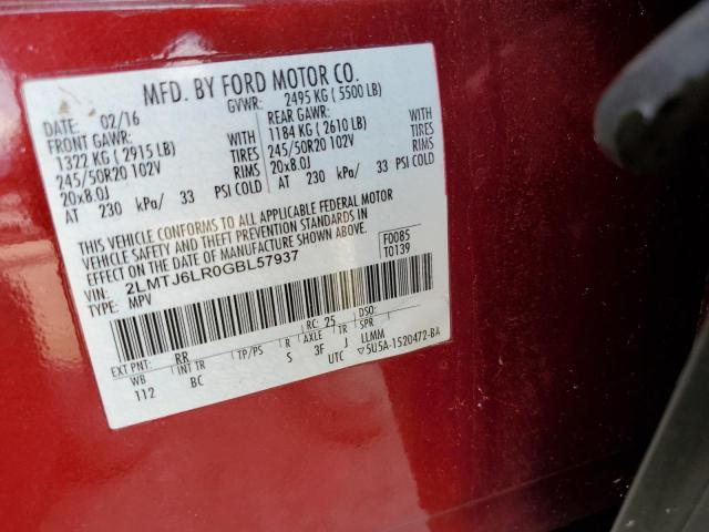 2LMTJ6LR0GBL57937 - 2016 LINCOLN MKX RESERVE 红色 照片 14