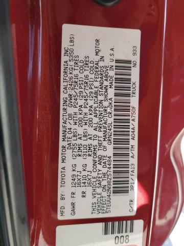 5TEUU42N98Z574484 - 2008 TOYOTA TACOMA ACCESS CAB BURGUNDY photo 12