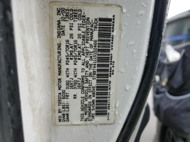 5TBBT44111S152466 - 2001 TOYOTA TUNDRA ACCESS CAB თეთრი ფოტო 12