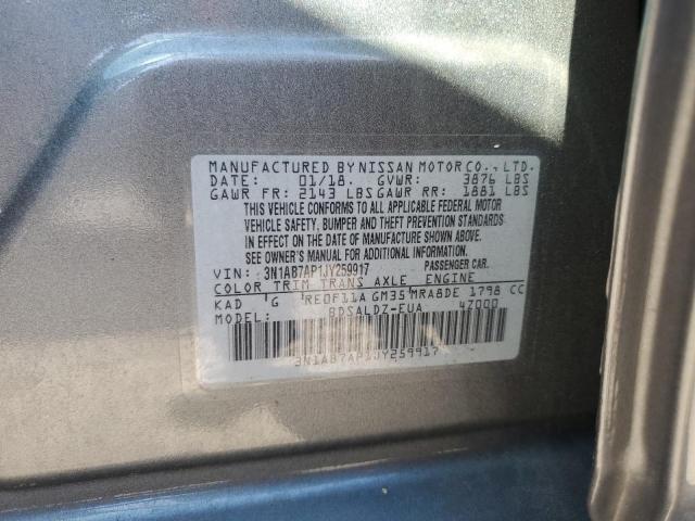 3N1AB7AP1JY259917 - 2018 NISSAN SENTRA S GRAY photo 12