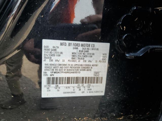 1FMSK7FH0RGA85513 - 2024 FORD EXPLORER LIMITED 黑色 照片 14