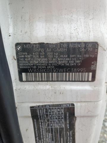WBSBK0330WEC38995 - 1998 BMW M3 AUTOMATIC WHITE photo 12
