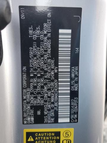 JTJBC1BA6C2426809 - 2012 LEXUS RX 450 SILVER photo 12