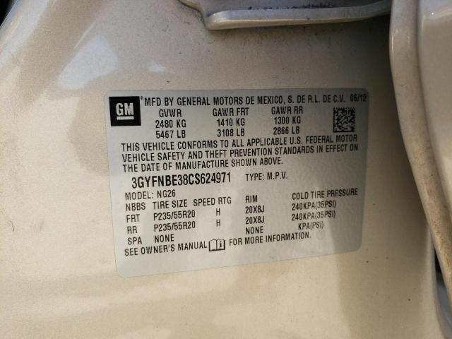 3GYFNBE38CS624971 - 2012 CADILLAC SRX PERFORMANCE COLLECTION ბეჟი ფოტო 12