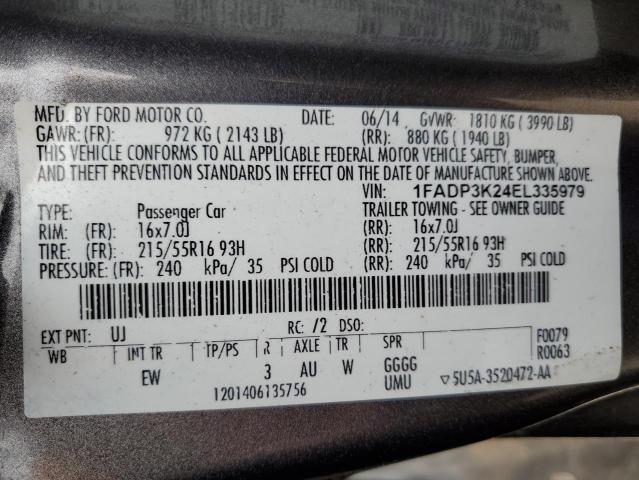 1FADP3K24EL335979 - 2014 FORD FOCUS SE GRAY photo 13