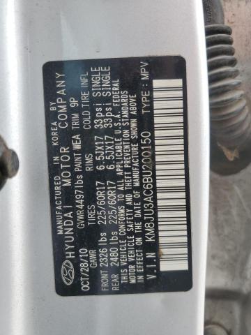 KM8JU3AC6BU200150 - 2011 HYUNDAI TUCSON GLS SILVER photo 13