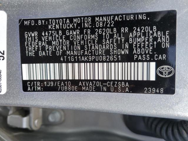 4T1G11AK9PU082651 - 2023 TOYOTA CAMRY SE NIGHT SHADE SILVER photo 12