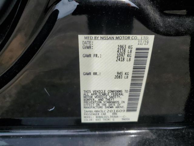 1N4BL4BV3LC201609 - 2020 NISSAN ALTIMA S BLACK photo 12