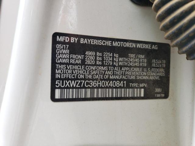 5UXWZ7C36H0X40841 - 2017 BMW X3 SDRIVE28I WHITE photo 13