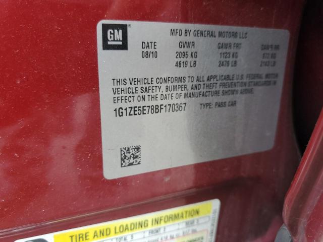 1G1ZE5E78BF170367 - 2011 CHEVROLET MALIBU LTZ მუქწითელი ფოტო 12