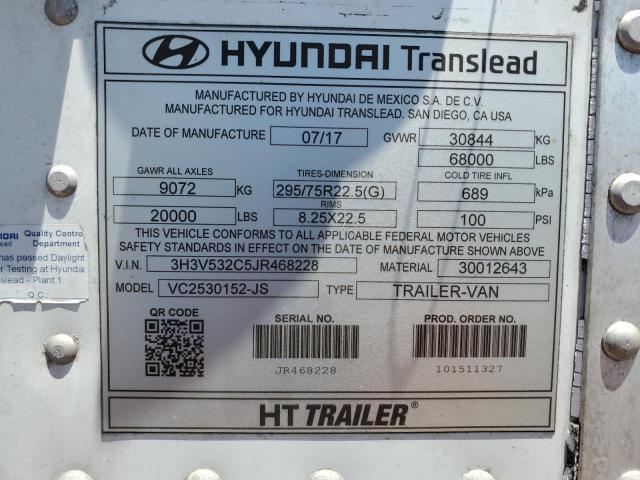 3H3V532C5JR468228 - 2018 HYTR TRAILER WHITE photo 10