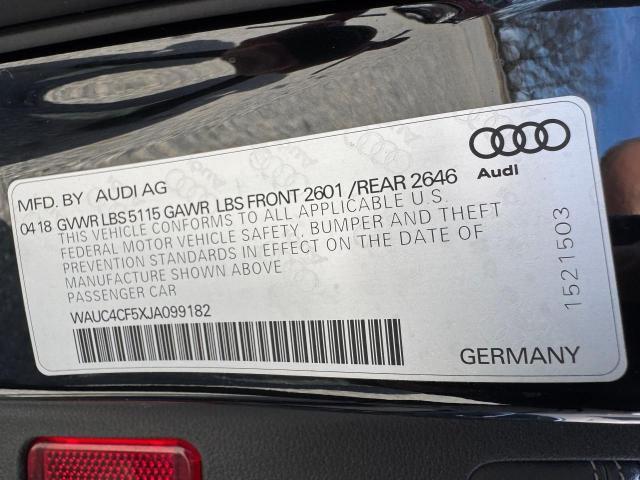 WAUC4CF5XJA099182 - 2018 AUDI S5 PRESTIGE 黑色 照片 10