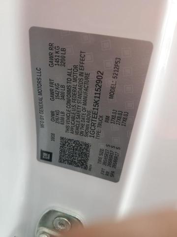 1GCRTEE15K1152902 - 2019 CHEVROLET COLORADO ZR2 WHITE photo 12