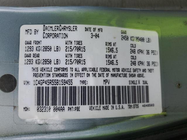 1C4GP45R55B159455 - 2005 CHRYSLER TOWN & COU 蓝色 照片 13