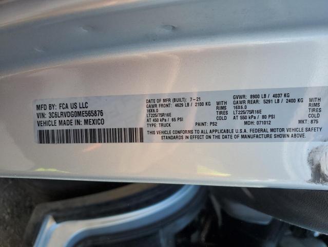 3C6LRVDG0ME565876 - 2021 RAM PROMASTER 2500 HIGH ვერცხლისფერი ფოტო 12