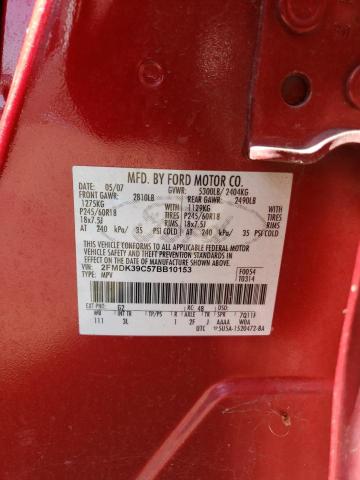 2FMDK39C57BB10153 - 2007 FORD EDGE SEL PLUS RED photo 12