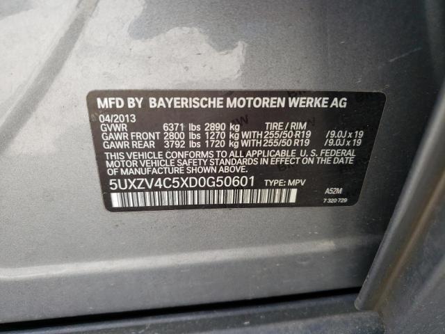 5UXZV4C5XD0G50601 - 2013 BMW X5 XDRIVE35I GRAY photo 13