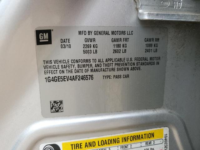 1G4GE5EV4AF246576 - 2010 BUICK LACROSSE CXS SILVER photo 12