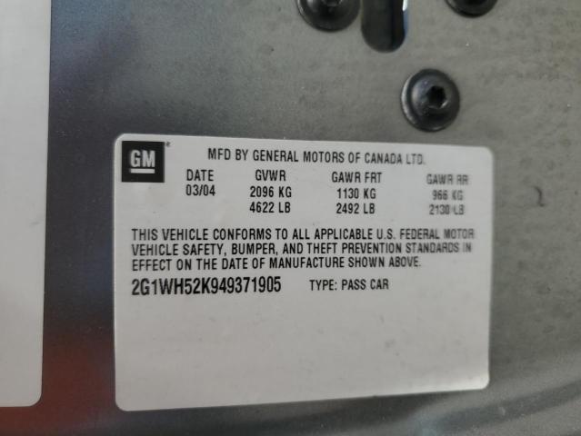 2G1WH52K949371905 - 2004 CHEVROLET IMPALA LS GRAY photo 13