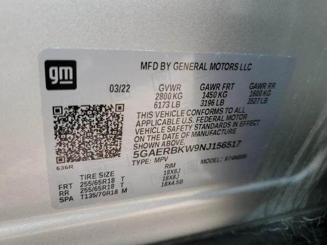 5GAERBKW9NJ156517 - 2022 BUICK ENCLAVE ESSENCE SILVER photo 13