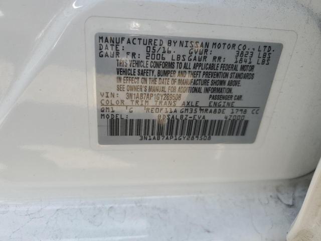 3N1AB7AP1GY289508 - 2016 NISSAN SENTRA S WHITE photo 13