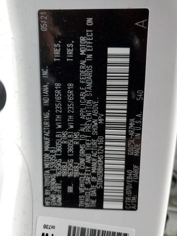 5TDHZRBH0MS124160 - 2021 TOYOTA HIGHLANDER XLE 白色 照片 14