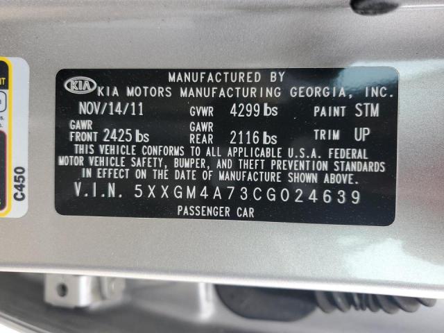 5XXGM4A73CG024639 - 2012 KIA OPTIMA LX SILVER photo 12