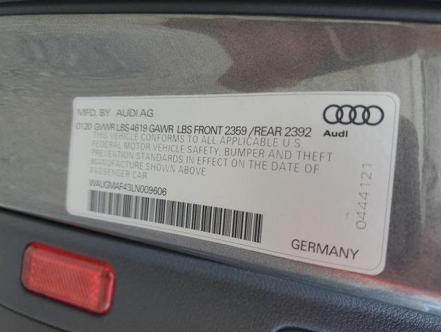 WAUGMAF43LN009606 - 2020 AUDI A4 PREMIUM GRAY photo 12