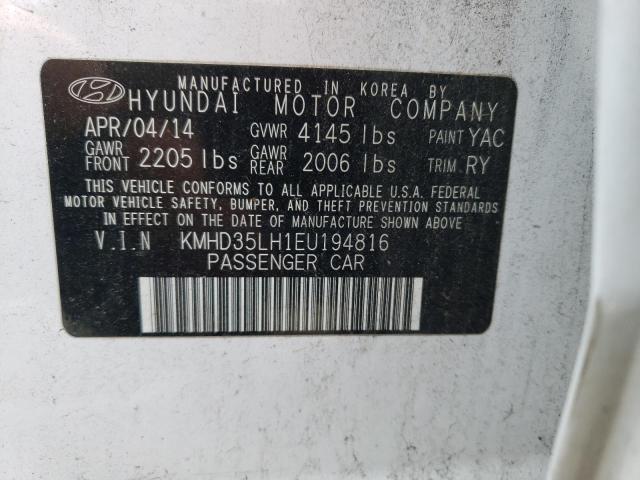 KMHD35LH1EU194816 - 2014 HYUNDAI ELANTRA GT WHITE photo 12