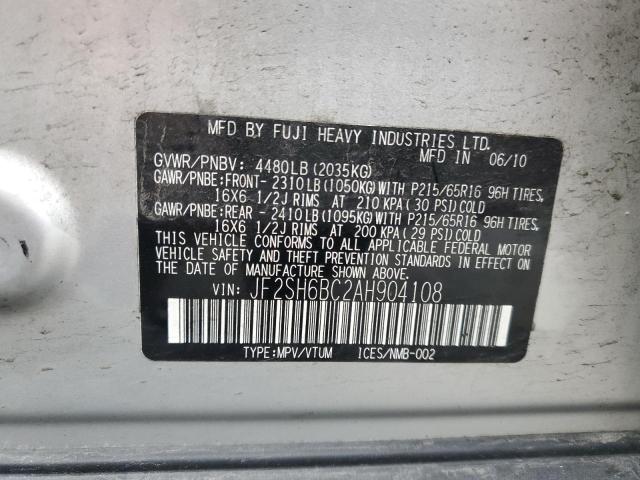 JF2SH6BC2AH904108 - 2010 SUBARU FORESTER XS Silber Foto 12