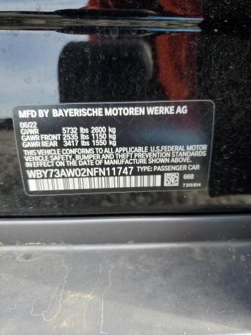 WBY73AW02NFN11747 - 2022 BMW I4 EDRIVE 40 BLACK photo 12
