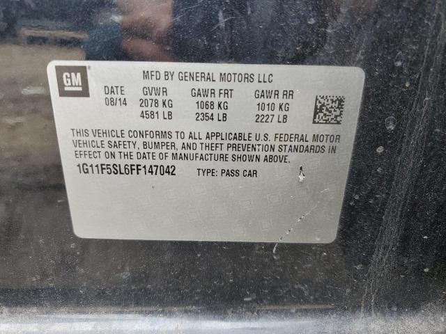 1G11F5SL6FF147042 - 2015 CHEVROLET MALIBU LTZ შავი ფოტო 12