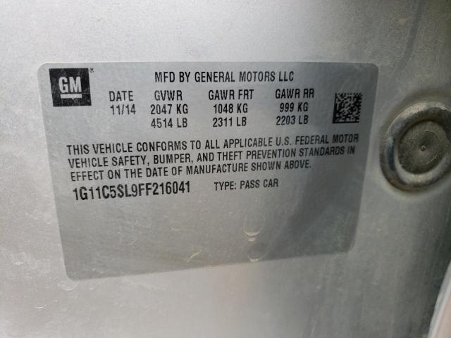 1G11C5SL9FF216041 - 2015 CHEVROLET MALIBU 1LT 银色 照片 12