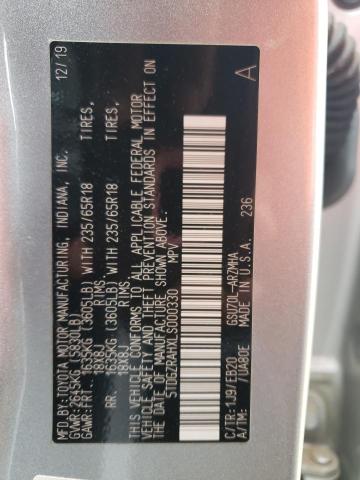 5TDGZRAHXLS000330 - 2020 TOYOTA HIGHLANDER XLE SILVER photo 14