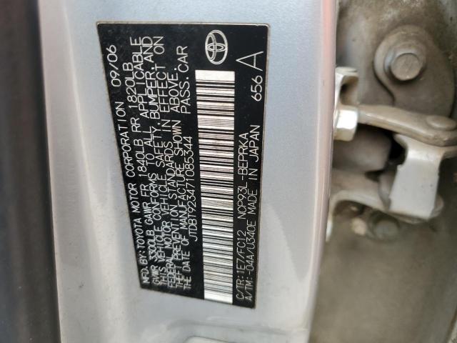 JTDBT923471085344 - 2007 TOYOTA YARIS SILVER photo 12