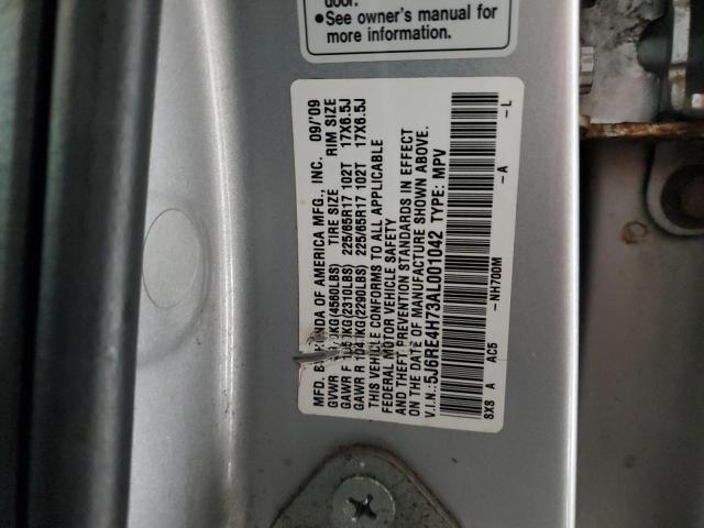 5J6RE4H73AL001042 - 2010 HONDA CR-V EXL SILVER photo 14