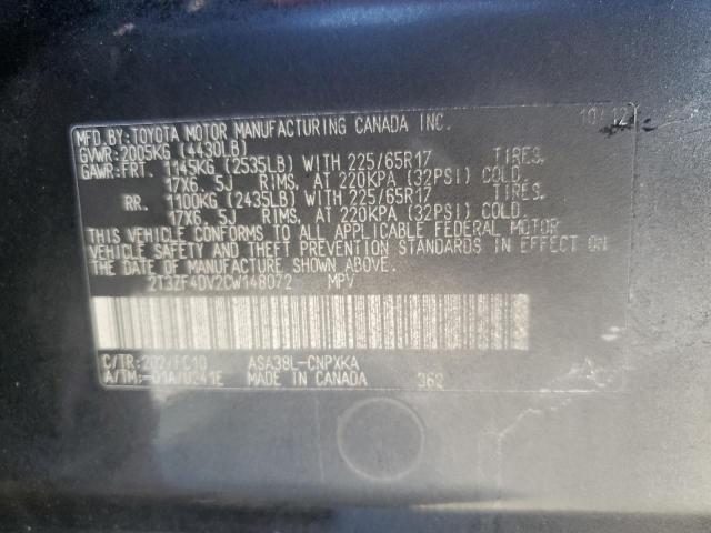 2T3ZF4DV2CW148072 - 2012 TOYOTA RAV4 BLACK photo 13