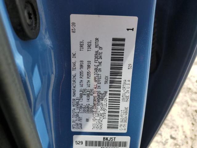 5TFRY5F12LX267990 - 2020 TOYOTA TUNDRA DOUBLE CAB SR/SR5 BLUE photo 12
