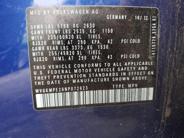 WVGKMPE26NP072623 - 2022 VOLKSWAGEN ID.4 PRO S ლურჯი ფოტო 13