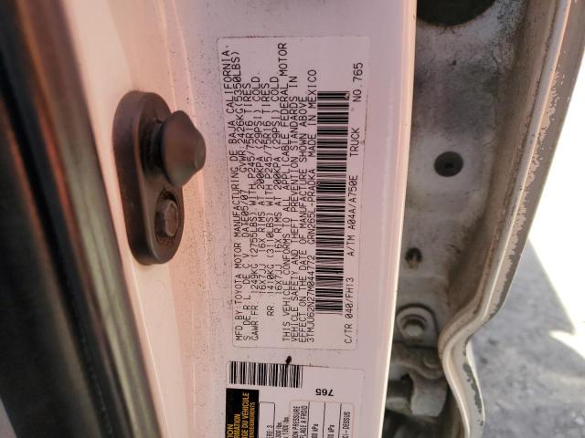 3TMJU62N27M044772 - 2007 TOYOTA TACOMA DOUBLE CAB PRERUNNER WHITE photo 12