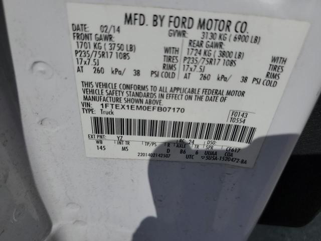 1FTEX1EM0EFB07170 - 2014 FORD F150 SUPER CAB WHITE photo 13