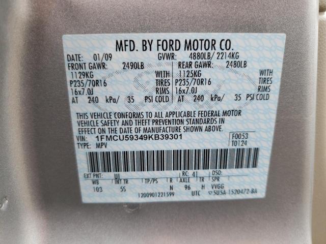 1FMCU59349KB39301 - 2009 FORD ESCAPE HYBRID SILVER photo 12