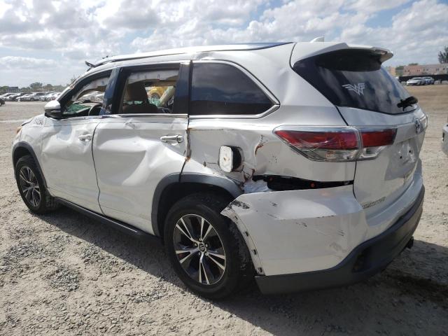 5TDKKRFH5GS505334 - 2016 TOYOTA HIGHLANDER XLE WHITE photo 2
