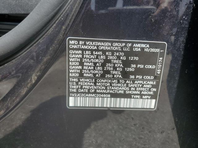 1V2JC2CA8MC204608 - 2021 VOLKSWAGEN ATLAS CROS SE BLACK photo 13