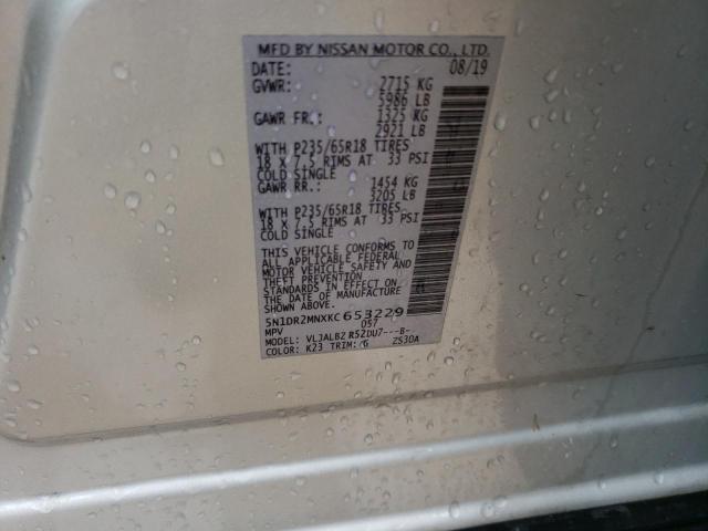 5N1DR2MNXKC653229 - 2019 NISSAN PATHFINDER S SILVER photo 12