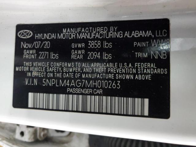 5NPLM4AG7MH010263 - 2021 HYUNDAI ELANTRA SEL WHITE photo 12