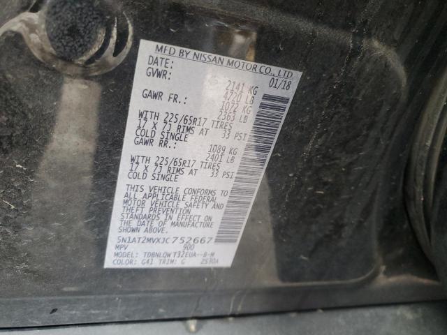 5N1AT2MVXJC752667 - 2018 NISSAN ROGUE S შავი ფოტო 13