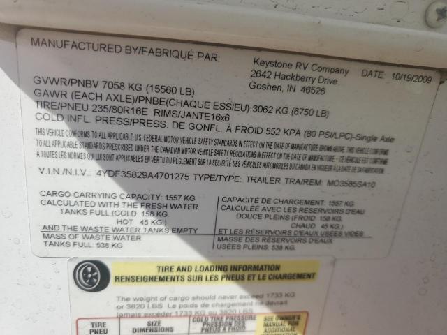 4YDF35829A4701275 - 2010 KEYSTONE MONTANA WHITE photo 10