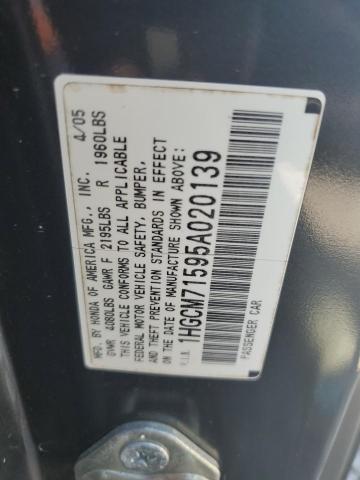 1HGCM71595A020139 - 2005 HONDA ACCORD SE BLACK photo 12