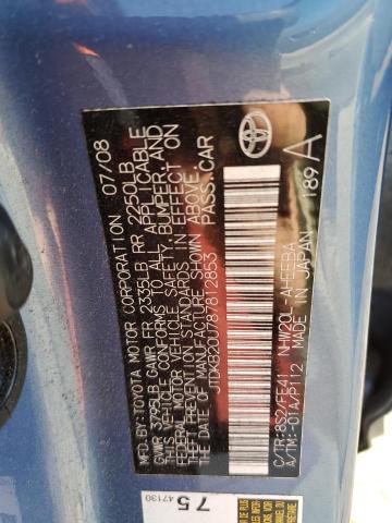 JTDKB20U787812853 - 2008 TOYOTA PRIUS BLUE photo 13